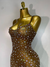 Load image into Gallery viewer, Sparkly Rhinestone Stretchy Mesh See Through Dress