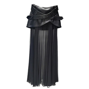 PU Leather Long Skirt