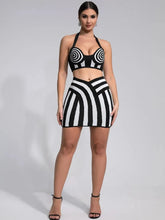Load image into Gallery viewer, Bodycon Striped Bandage Skirt Set