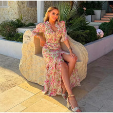 Load image into Gallery viewer, Casual Printed Ruffle Long Dress