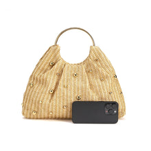 Load image into Gallery viewer, Boho Beaded Straw Handbag