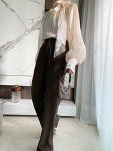 Load image into Gallery viewer, Satin Blouses Stylish Big Bow Shirt