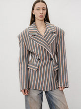 Load image into Gallery viewer, Elegant Striped  Blazer Lapel Full Sleeve