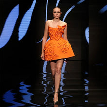 Load image into Gallery viewer, Strapless 3d Flora Cocktail Party Dress
