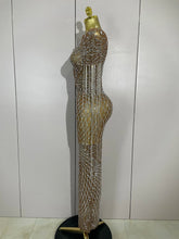 Load image into Gallery viewer, Rhinestones Tassel Transparent Mesh Stretch Dress