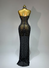 Load image into Gallery viewer, Luxury Rhinestones Sexy Transparent Mesh Maxi Long Dress