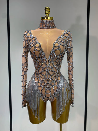 Shining Diamond Tassel Bodysuit