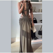 Load image into Gallery viewer, Hollow Out Sequin Halter Dress