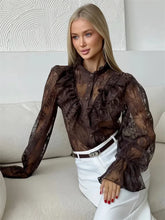 Load image into Gallery viewer, Lace Ruffled Printed Shirt