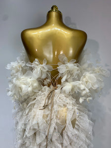 Elegant Flower Sexy Top Skirt Two Pieces Set