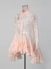 Load image into Gallery viewer, Sheer Spliced Ruffles Folds Mini Dress