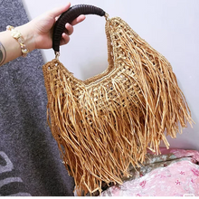 Load image into Gallery viewer, Bohemian Fringe Straw Tote