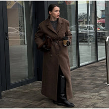 Load image into Gallery viewer, Fashion Waist Cinching Woolen Long Coat