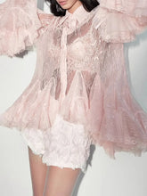 Load image into Gallery viewer, Sheer Spliced Ruffles Folds Mini Dress