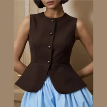 Load image into Gallery viewer, Casual Sleeveless Vests Skirts Suits