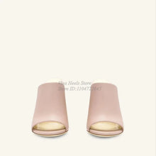 Load image into Gallery viewer, Gold Metal Heeled Leather Sandals