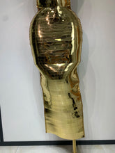 Load image into Gallery viewer, Gold Sequin Strapless Crystal Bodycon