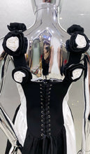 Load image into Gallery viewer, White and Black Bandage long Dress