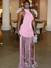 Load image into Gallery viewer, Velvet Tassel Hem Dress