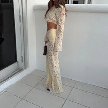 Load image into Gallery viewer, Hollow-out Embroidered Lace Two Piece Set