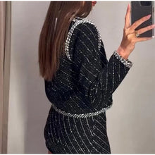 Load image into Gallery viewer, Elegant Tweed Jackets Mini Skirt Set