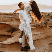 Load image into Gallery viewer, Long Split Bell Sleeves Boho Bridal Gowns