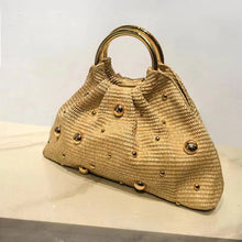 Load image into Gallery viewer, Boho Beaded Straw Handbag