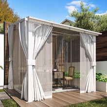 Load image into Gallery viewer, 8x8 Outdoor Lean-to Gazebo Pergola Curtains &amp; Netting Patio