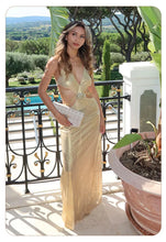 Load image into Gallery viewer, Metallic Backless Evening Dress
