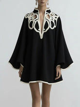 Load image into Gallery viewer, Stand Collar Loose Mini Dress
