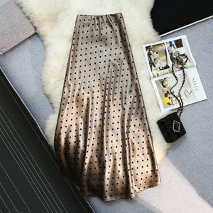Vintage Polka Dot Satin Mermaid Skirt