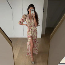 Load image into Gallery viewer, Casual Printed Ruffle Long Dress
