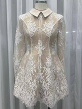 Load image into Gallery viewer, Long Sleeve Pleated A-line Lace