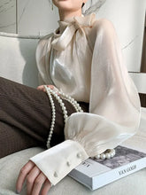 Load image into Gallery viewer, Satin Blouses Stylish Big Bow Shirt