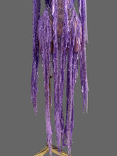 Load image into Gallery viewer, Sparkly Diamond Tassel Long Sleeves Mesh See Through Purple Dress