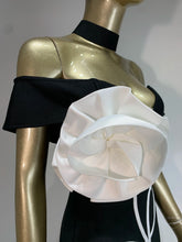 Load image into Gallery viewer, White Flower Black Mini Bodycon Bandage Dress