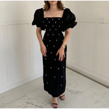 Load image into Gallery viewer, Elegant Puff Sleeve Pearl Long Dress