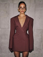Load image into Gallery viewer, Solid Waist Cinching Blazer Dress
