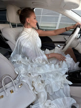 Load image into Gallery viewer, Solid White Ruffle Maxi Dress