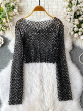 Load image into Gallery viewer, Pearl Beading Crop Top