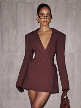 Load image into Gallery viewer, Solid Waist Cinching Blazer Dress