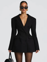 Load image into Gallery viewer, Long Sleeve Sexy Mini Blazer Dress