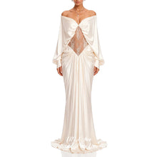 Load image into Gallery viewer, Celeste Ivory Satin &amp; Lace Gown