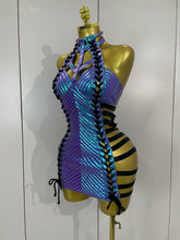 Load image into Gallery viewer, Black Leather Hollow Out Gothic Bandage Halter Short Dress