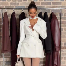 Load image into Gallery viewer, Solid Waist Cinching Blazer Dress