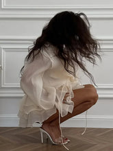 Load image into Gallery viewer, Solid Lace Up Ruffle Mini Vestido