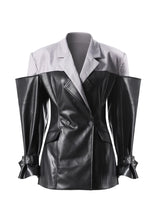 Load image into Gallery viewer, Fashion PU Leather Patchwork Blazer