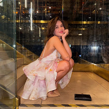 Load image into Gallery viewer, Flower Print Fluffy A-line Dress