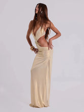 Load image into Gallery viewer, Metallic Backless Evening Dress