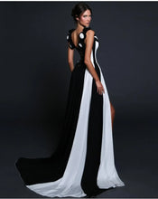 Load image into Gallery viewer, White and Black Bandage long Dress